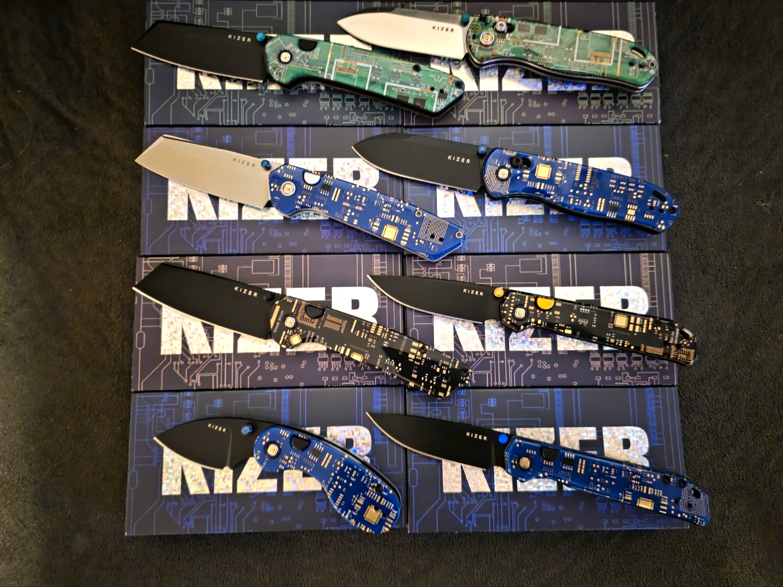 Kizer PCB Manual Folding Pocket knives Blue Green And Black Resin &A Pokémon St Kizer PCB Manual Folding Pocket knives Blue Green And Black Resin &A Pokémon St