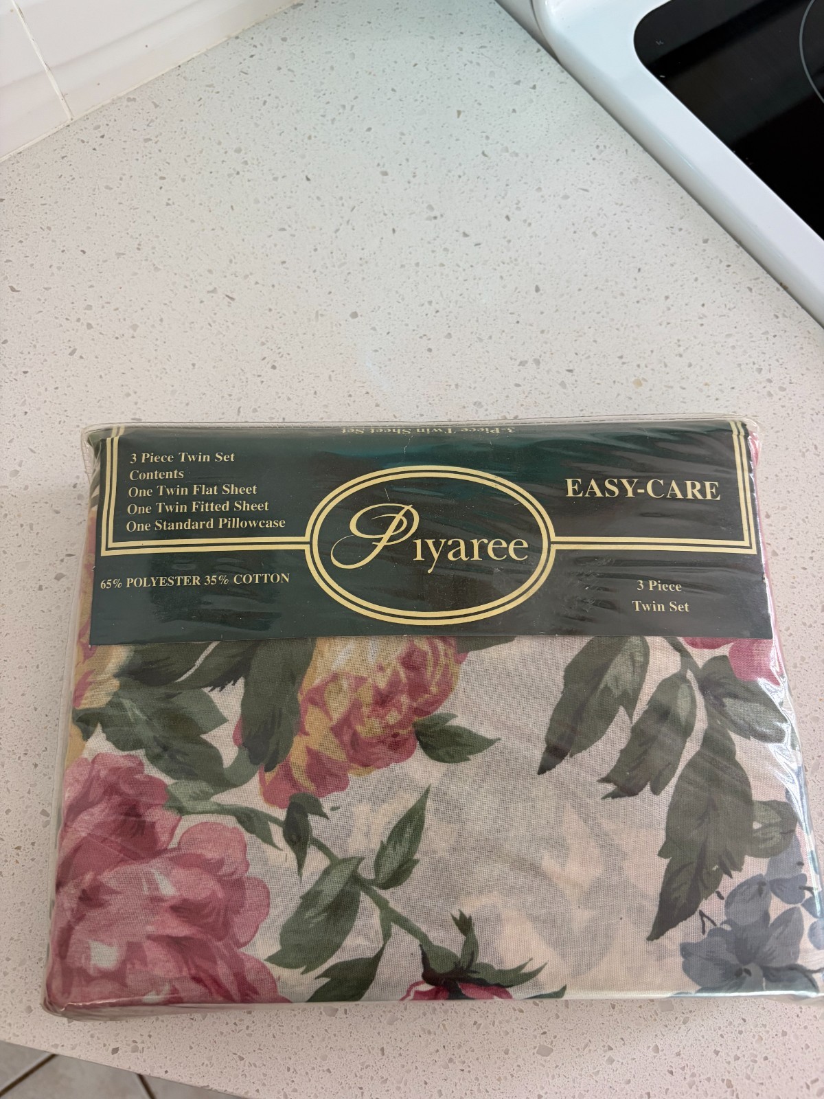  Vintage Piyaree Twin Sheet Set 3 Pc Floral Roses
