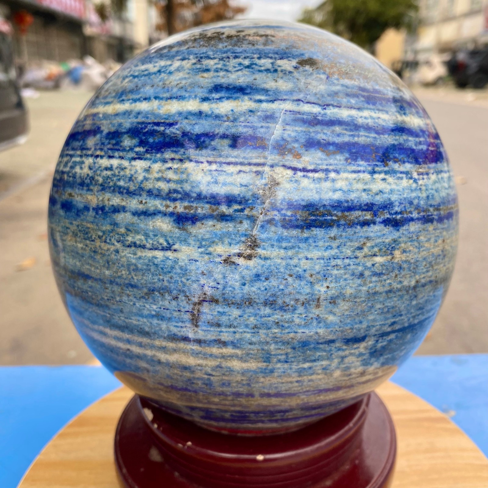 17.72LB Large Natural Lapis Lazuli Quartz Sphere Large Crystal Ball Reiki Heal