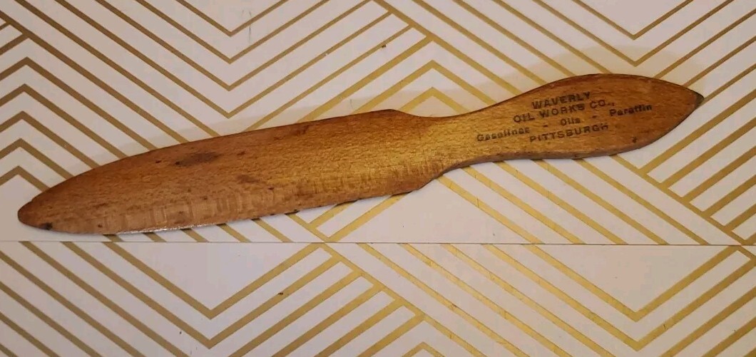 Vintage Waverly Oil Works Co Pittsburgh Pennsylvania Letter Opener Wood 7\