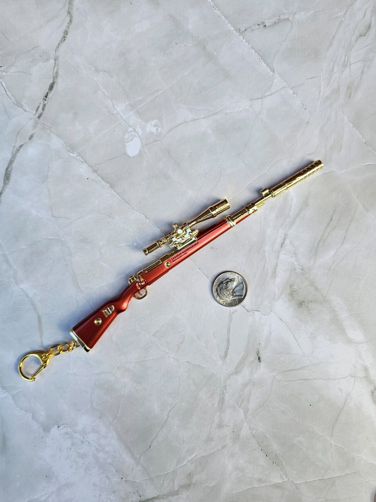 Keyring Large Weapon Replica Gold Karabiner 98K Military Keychain Unique Gift Keyring Large Weapon Replica Gold Karabiner 98K Military Keychain Unique Gift