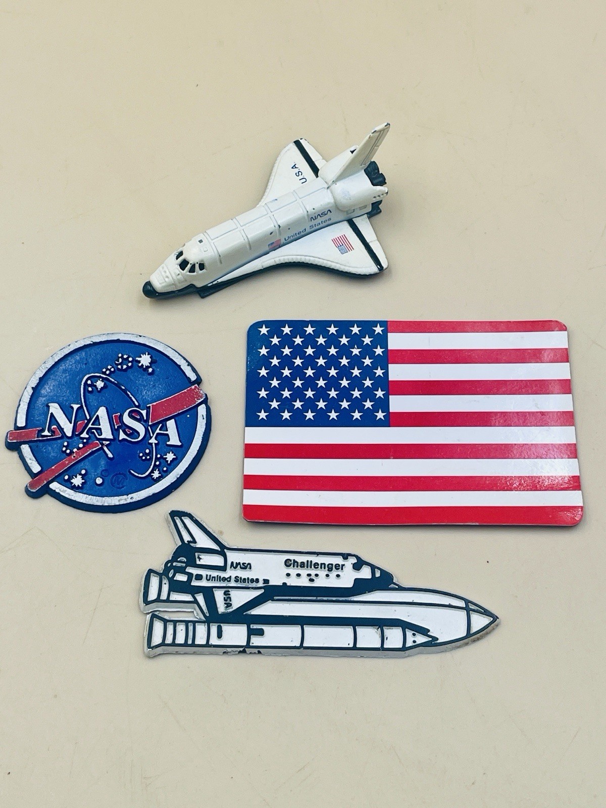 Lot of 4 Vtg Refrigerator Souvenir Rubber Magnets NASA, Space Shuttle, USA Lot of 4 Vtg Refrigerator Souvenir Rubber Magnets NASA, Space Shuttle, USA