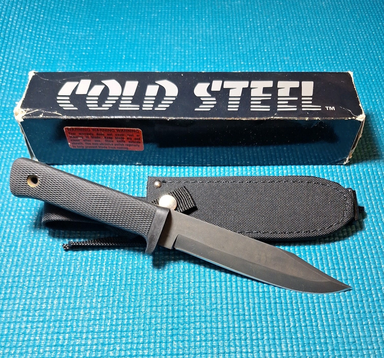 Vintage Cold Steel SRK Black Carbon V Blade USA W/ Nylon Sheath & Black Box Vintage Cold Steel SRK Black Carbon V Blade USA W/ Nylon Sheath & Black Box