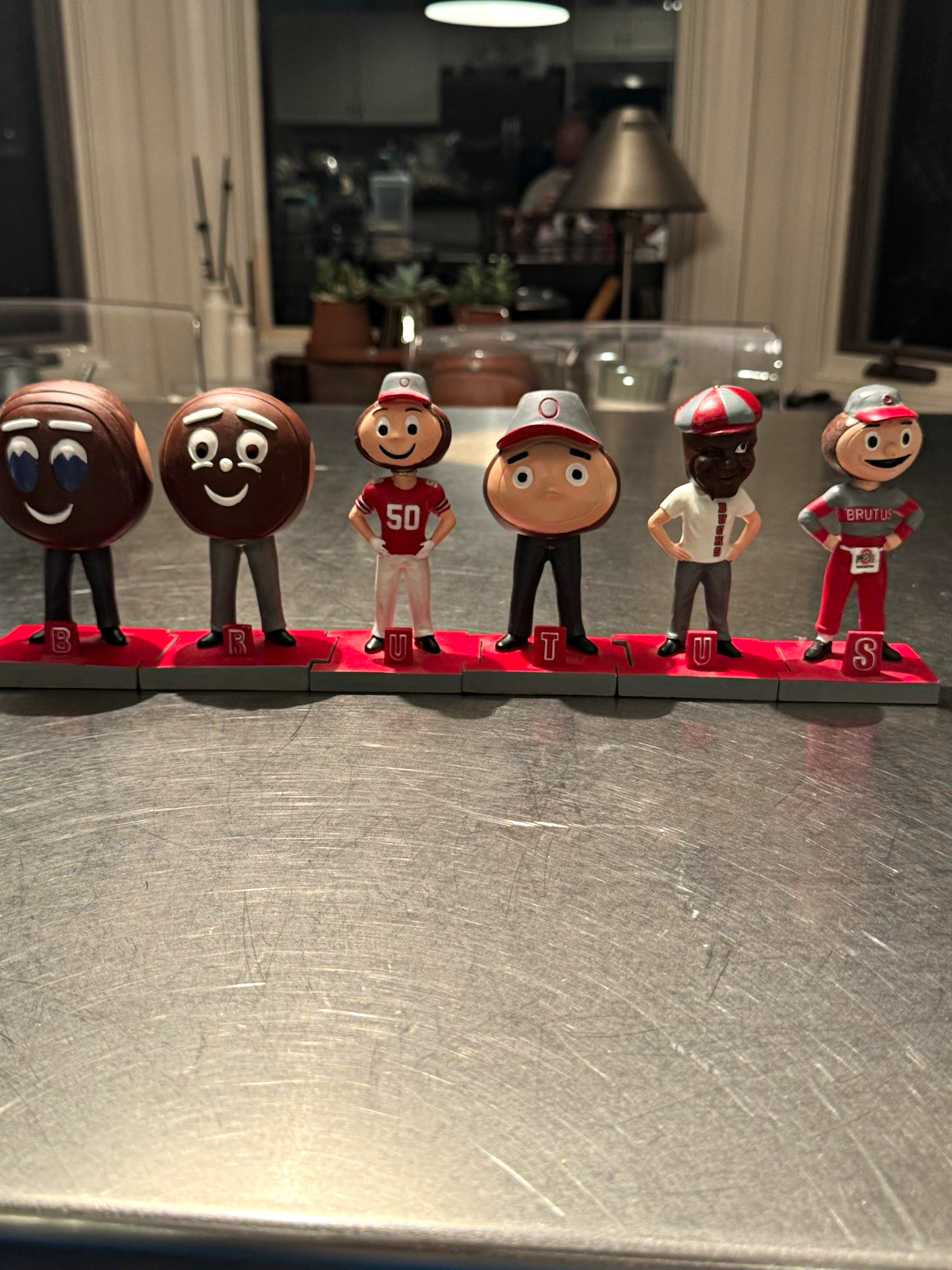 RARE COMPLETE SET OF OHIO STATE 2015 BRUTUS BUCKEYE BOBBLEHEADS —EXCELLENT SHAPE RARE COMPLETE SET OF OHIO STATE 2015 BRUTUS BUCKEYE BOBBLEHEADS —EXCELLENT SHAPE