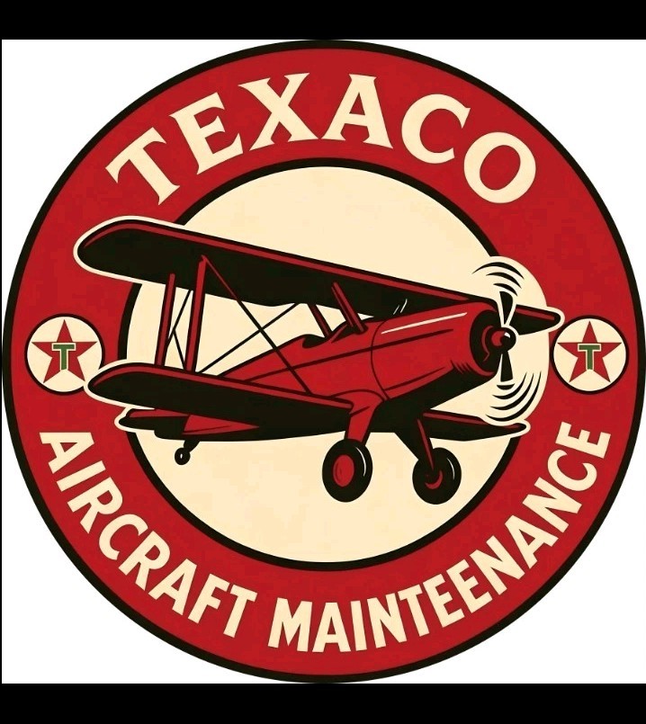 Texaco Aircraft Maintenance Oil Gasoline Vintage Style Metal Aviation Sign