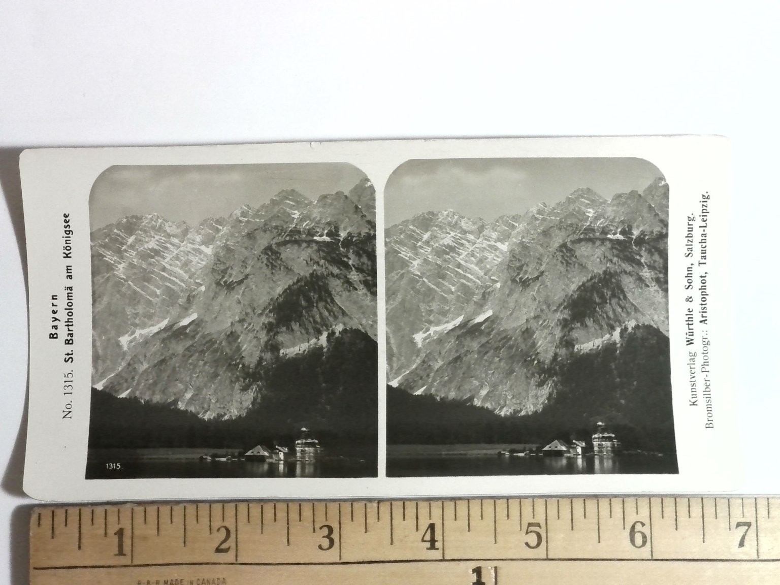 St. Bartholomä am Königssee Stereoview Kunstverlag Würthle & Sohn 1900s Germany St. Bartholomä am Königssee Stereoview Kunstverlag Würthle & Sohn 1900s Germany