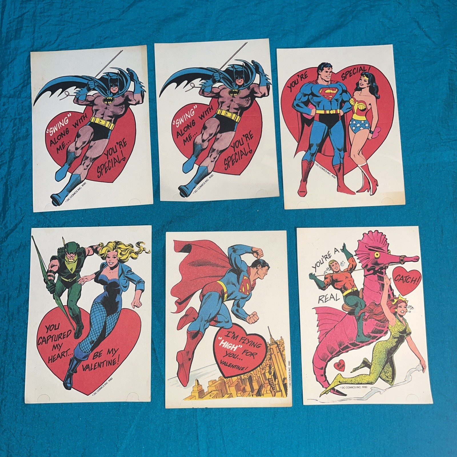 DC Superheores Valentines 1980 lot of 6 NEW UNUSED