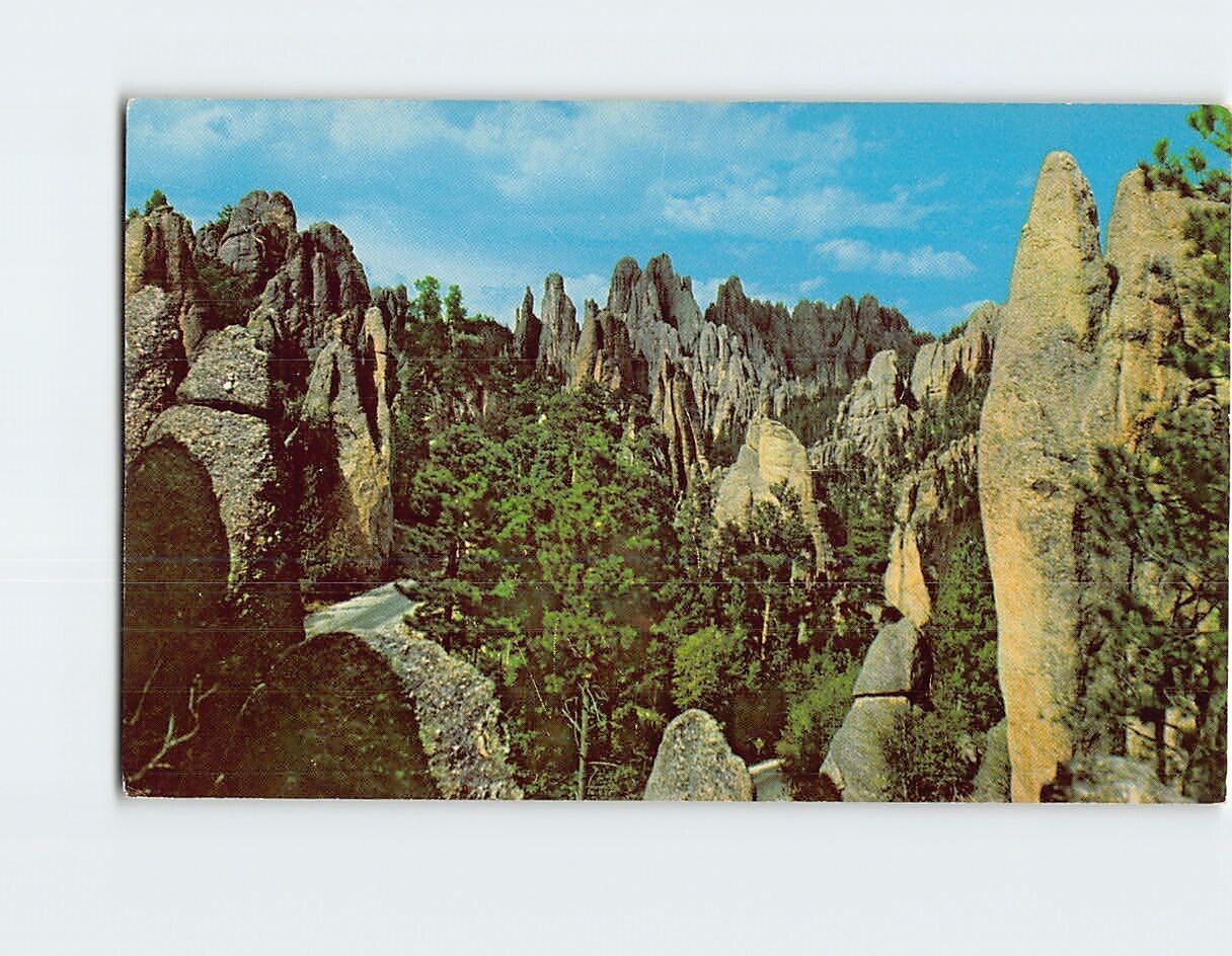 Postcard Gigantic Rock Formations On Needles Road Black Hills South Dakota USA