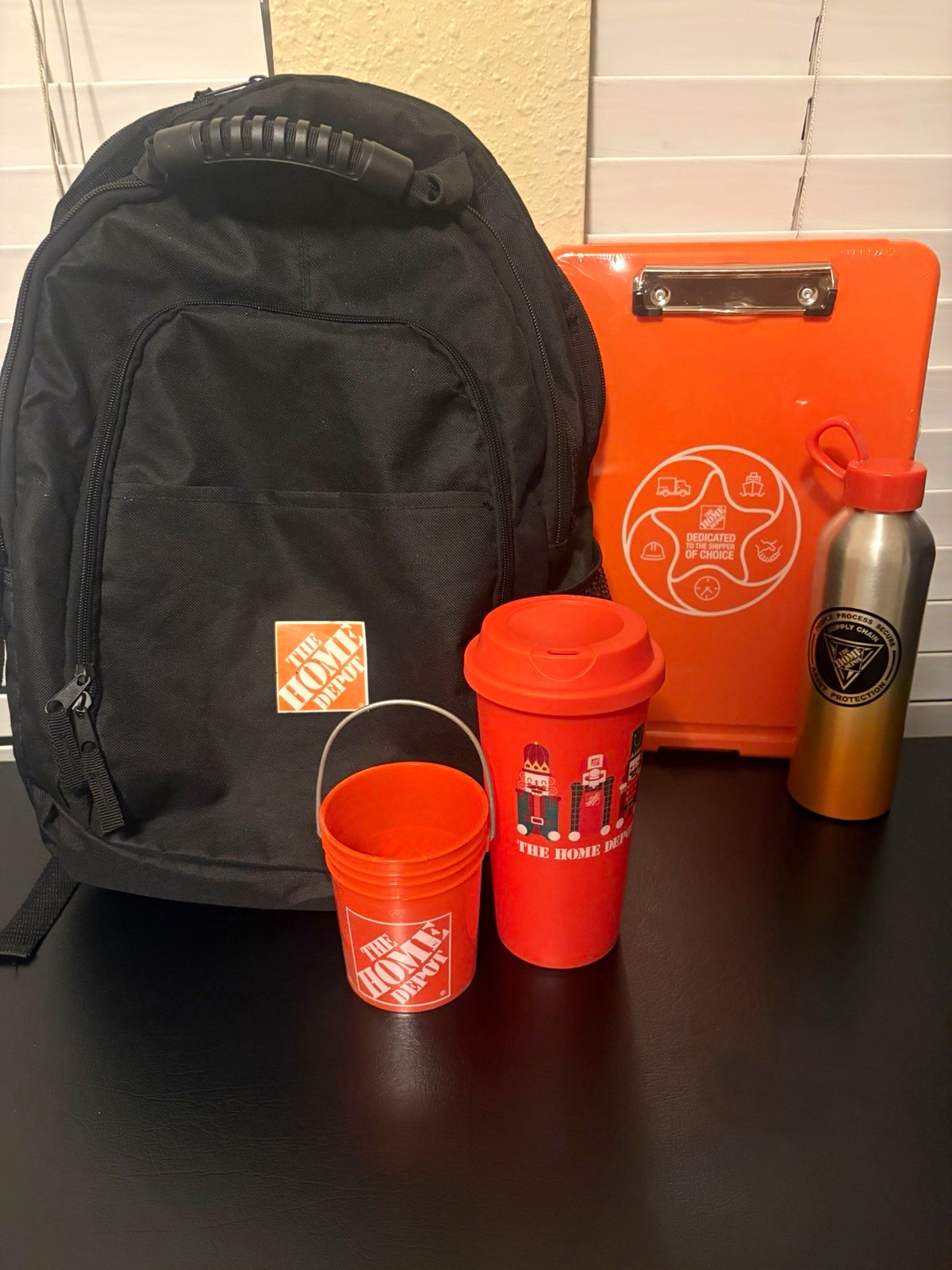 The Home Depot Employee Swag Bundle Backpack Clipboard Tumbler Cups Promo Lot The Home Depot Employee Swag Bundle Backpack Clipboard Tumbler Cups Promo Lot