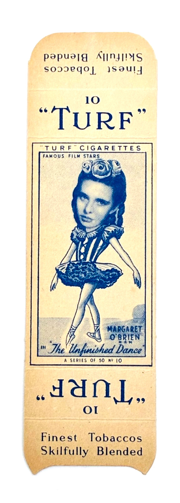 1940's Turf Cigarettes Film Stars Uncut (with Tab) Margaret O'Brien - VG+ 1940's Turf Cigarettes Film Stars Uncut (with Tab) Margaret O'Brien - VG+