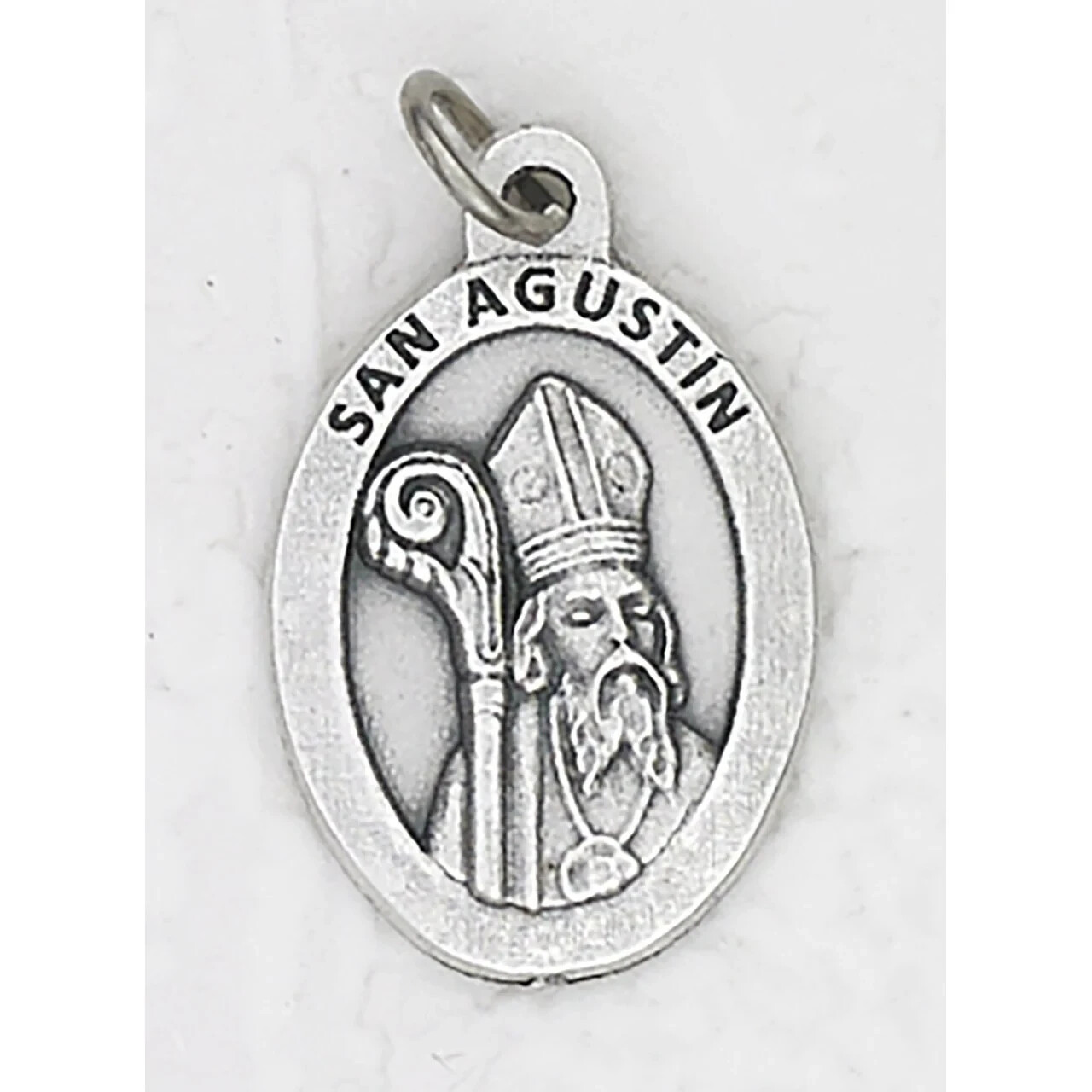 San Agustin Spanish (Saint Augustine) - silver tone 1-inch Medal