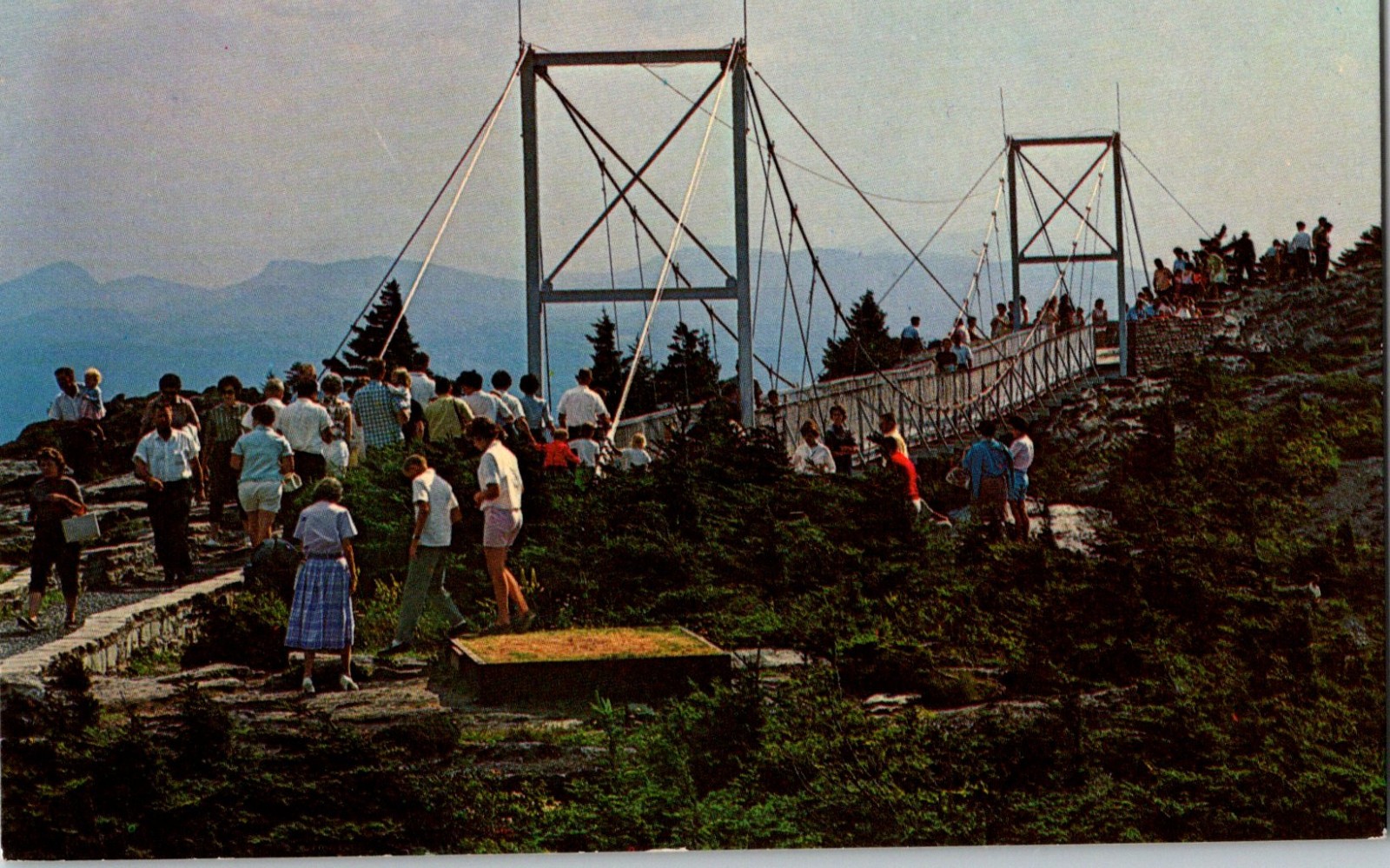 Mile High Swinging Bridge Grandfather Mountain North Carolina Chrome Postcard Mile High Swinging Bridge Grandfather Mountain North Carolina Chrome Postcard