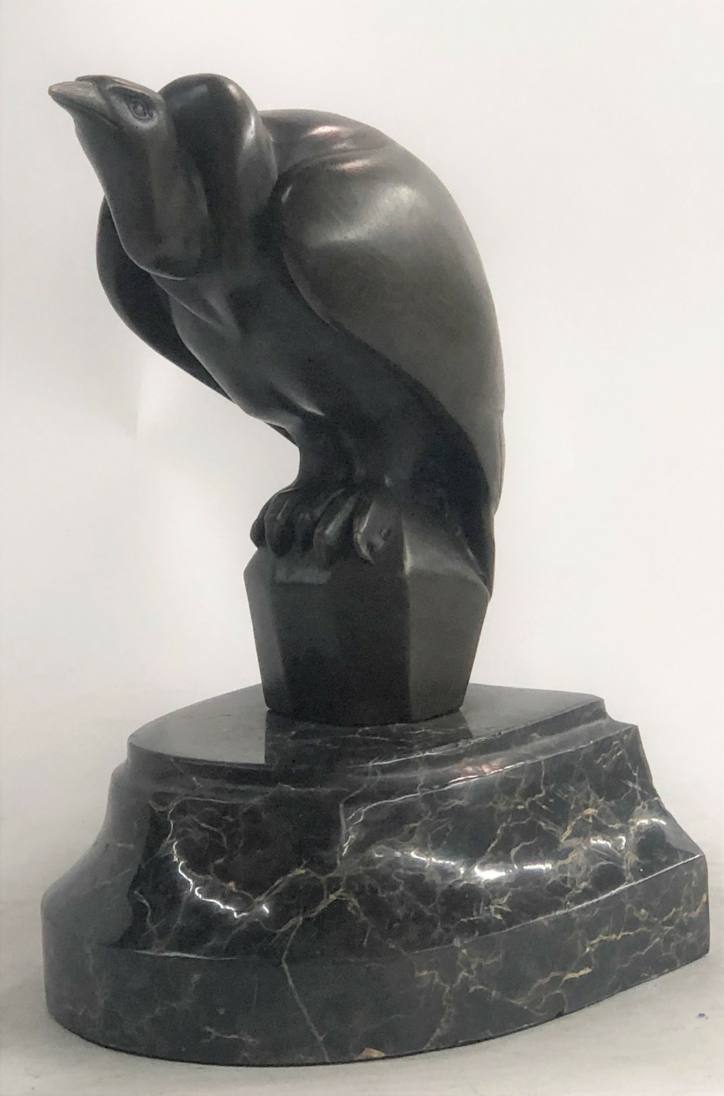 RARE AMERICAN STYLIZED ART DECO BRONZE VULTURE BY WILLIAMS SCULPTURE MARBLE FIGU