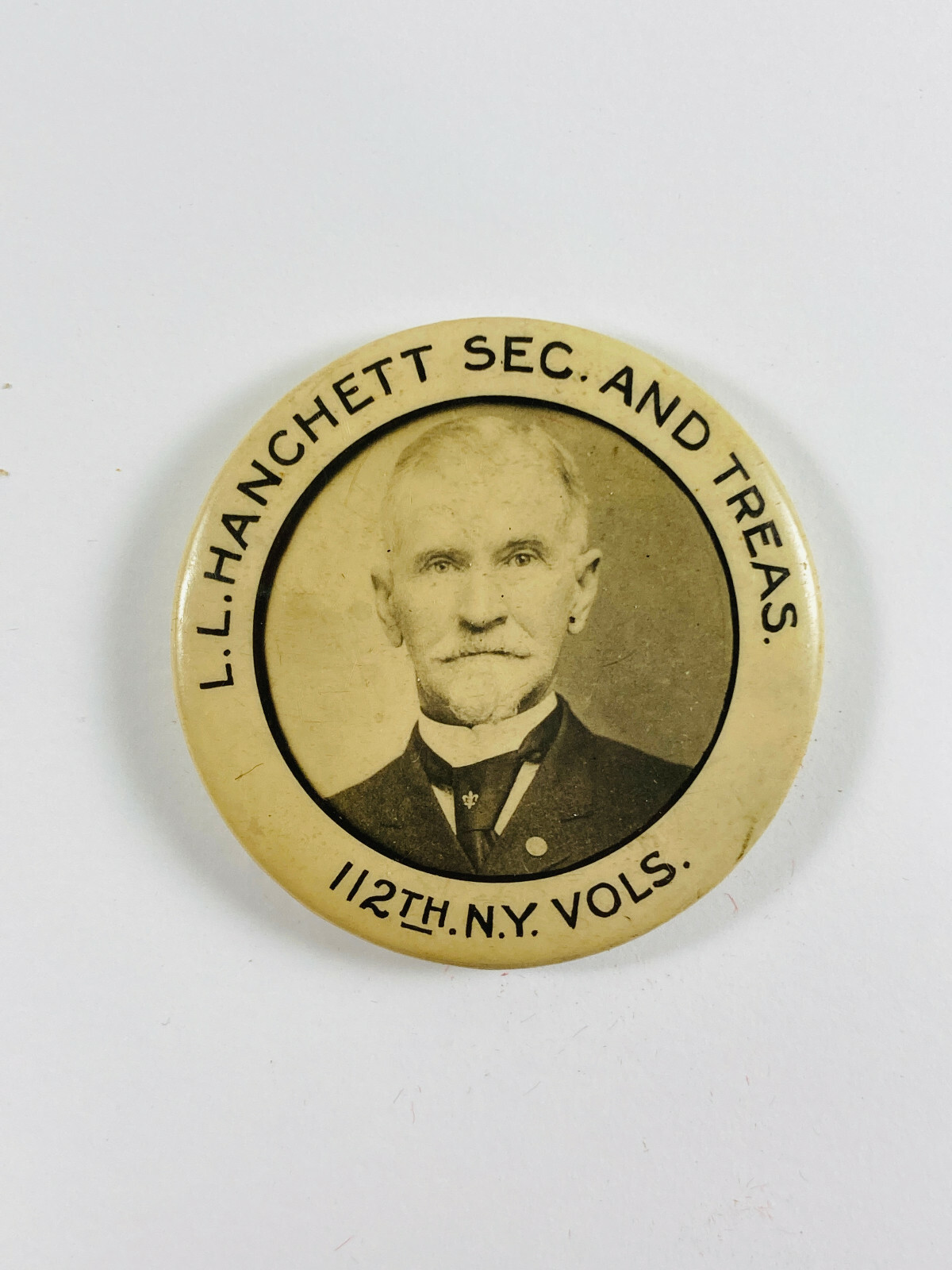 c.1900 Antique Lanthrop Hanchett NY 112th VOLS Civil war Celluloid Pin c.1900 Antique Lanthrop Hanchett NY 112th VOLS Civil war Celluloid Pin