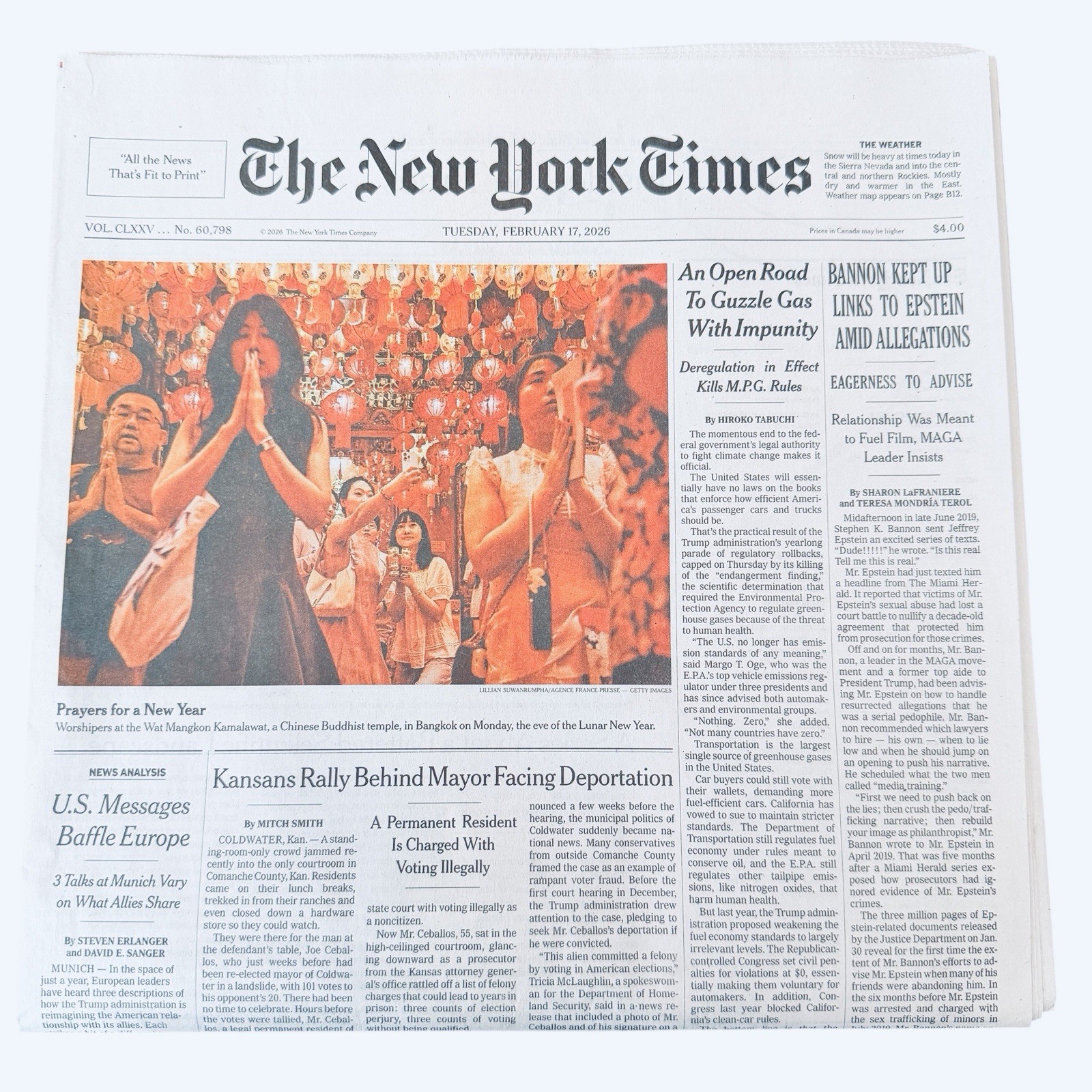 The New York Times Newspaper February 17 2026 Robert Duvall 1931-2026 Complete