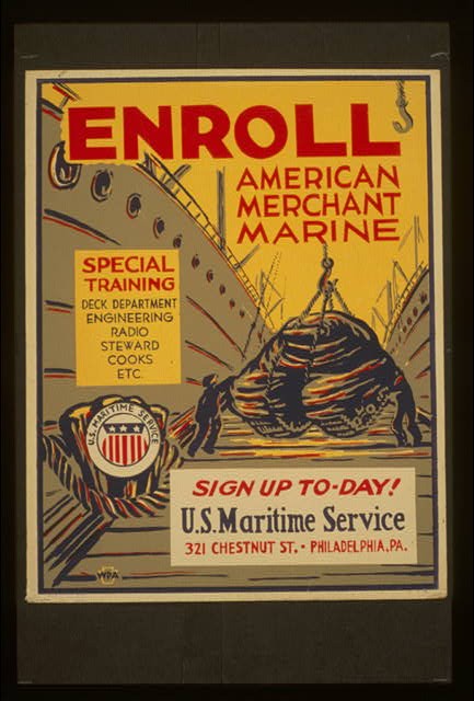 Enroll American Merchant Marines Special Training,World War II,WWII,c1942
