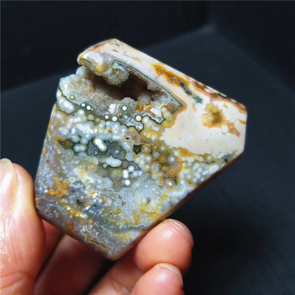 RARE 84.3G Natural Polished Orbicular Ocean Jasper Conformal Reiki Healing A4166