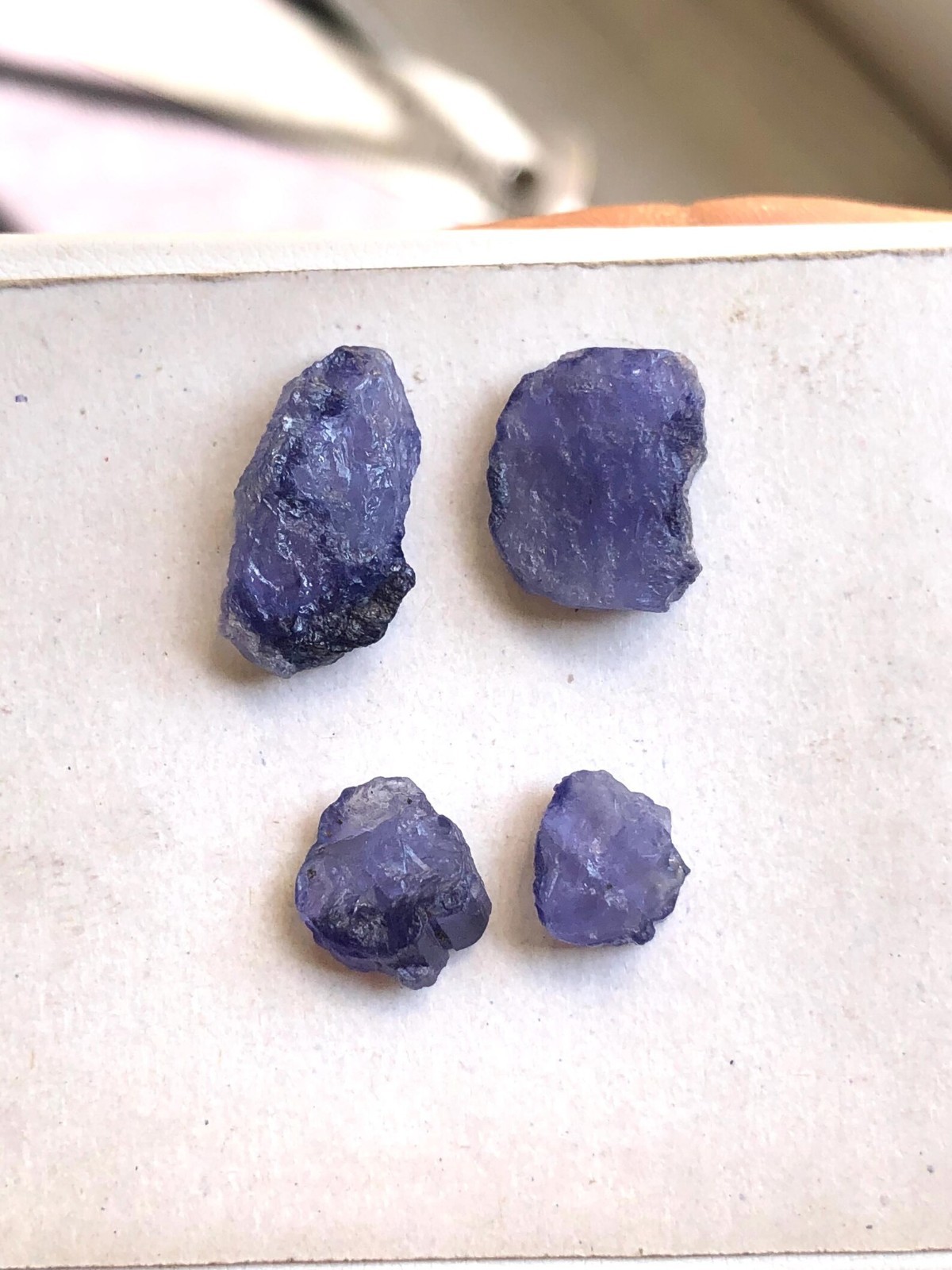 AAA Blue Tanzanite Rough Gemstone: Raw Healing Crystal, 29.25 Ct, 4 Pcs