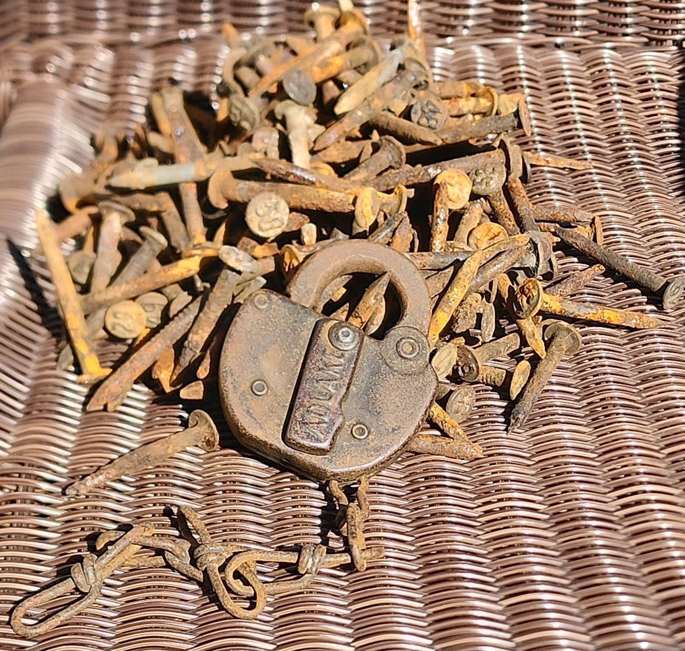  lot of Vintage Antique Dated Railroad Nails Variety 40' 50's  7+ LB 1920' Lock