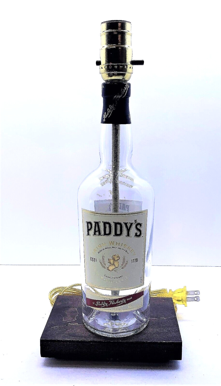 Handmade Paddy\'s Irish Whiskey Liquor Bottle Table Lamp Bar Lounge Desk Light