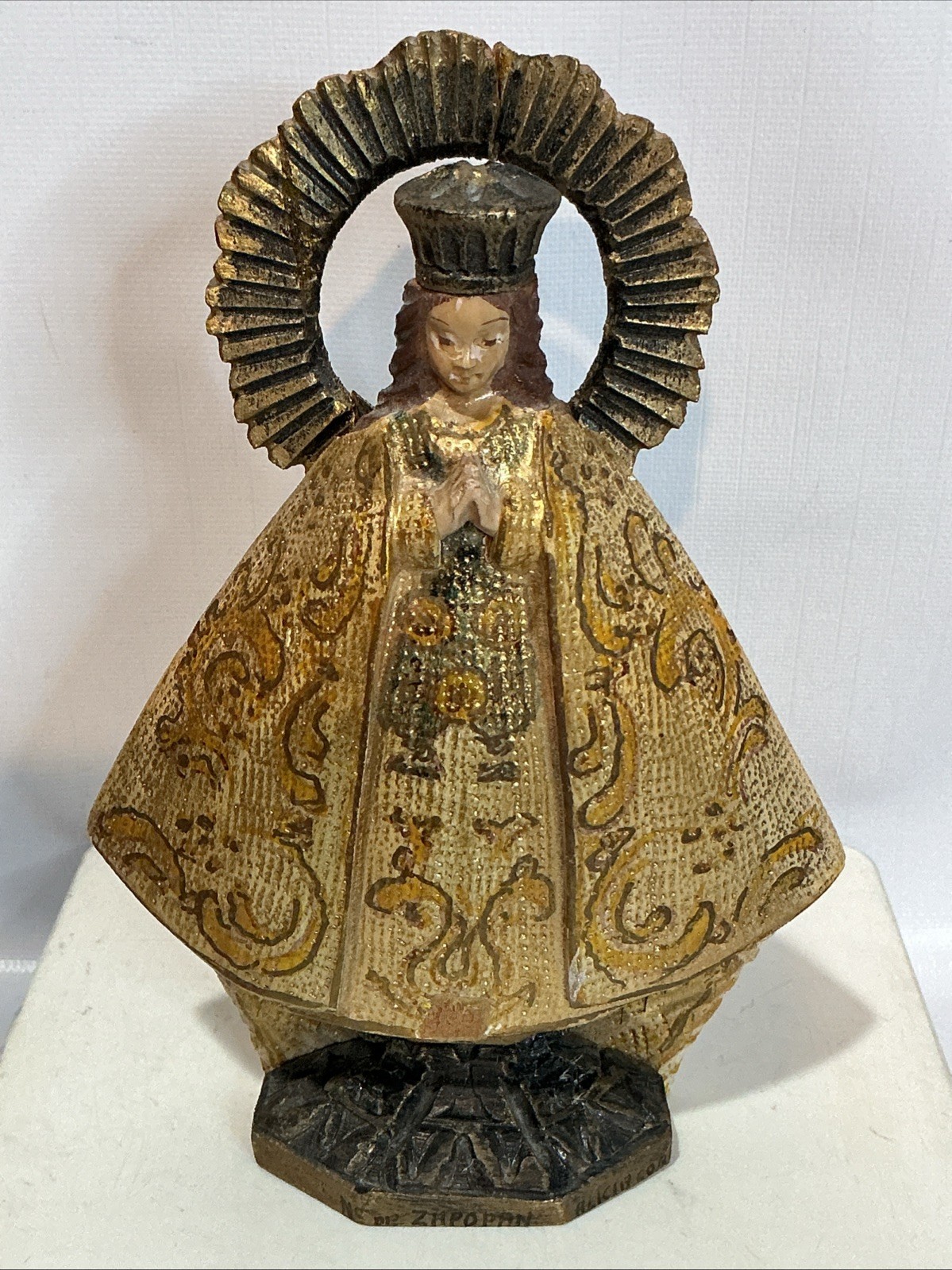 Vintage Mexican Folk Art Carved Wood Santo Figure Our Lady of Zapopan Vintage Mexican Folk Art Carved Wood Santo Figure Our Lady of Zapopan