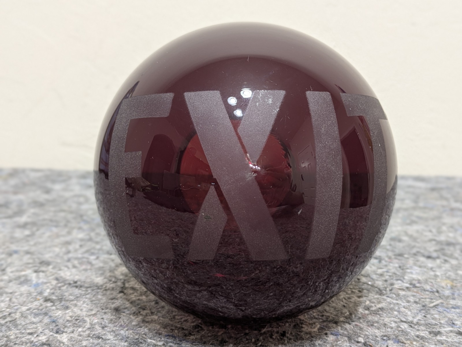 Vintage EXIT Globe Ruby Red Etched Side Mount Globe Only
