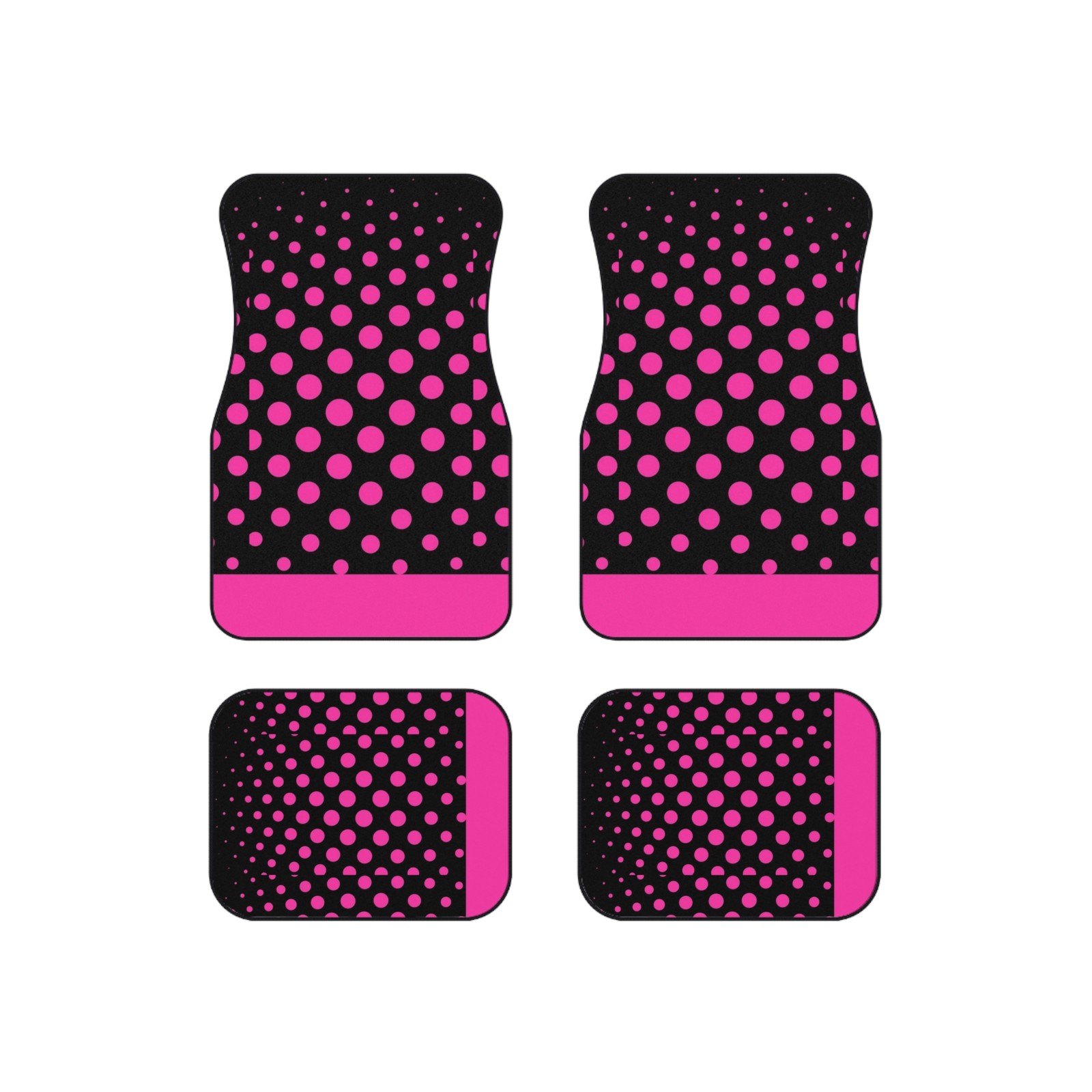 Pink Polka Dot Car Mats (4 PC), Universal Fit Car Decor, Gift For Her