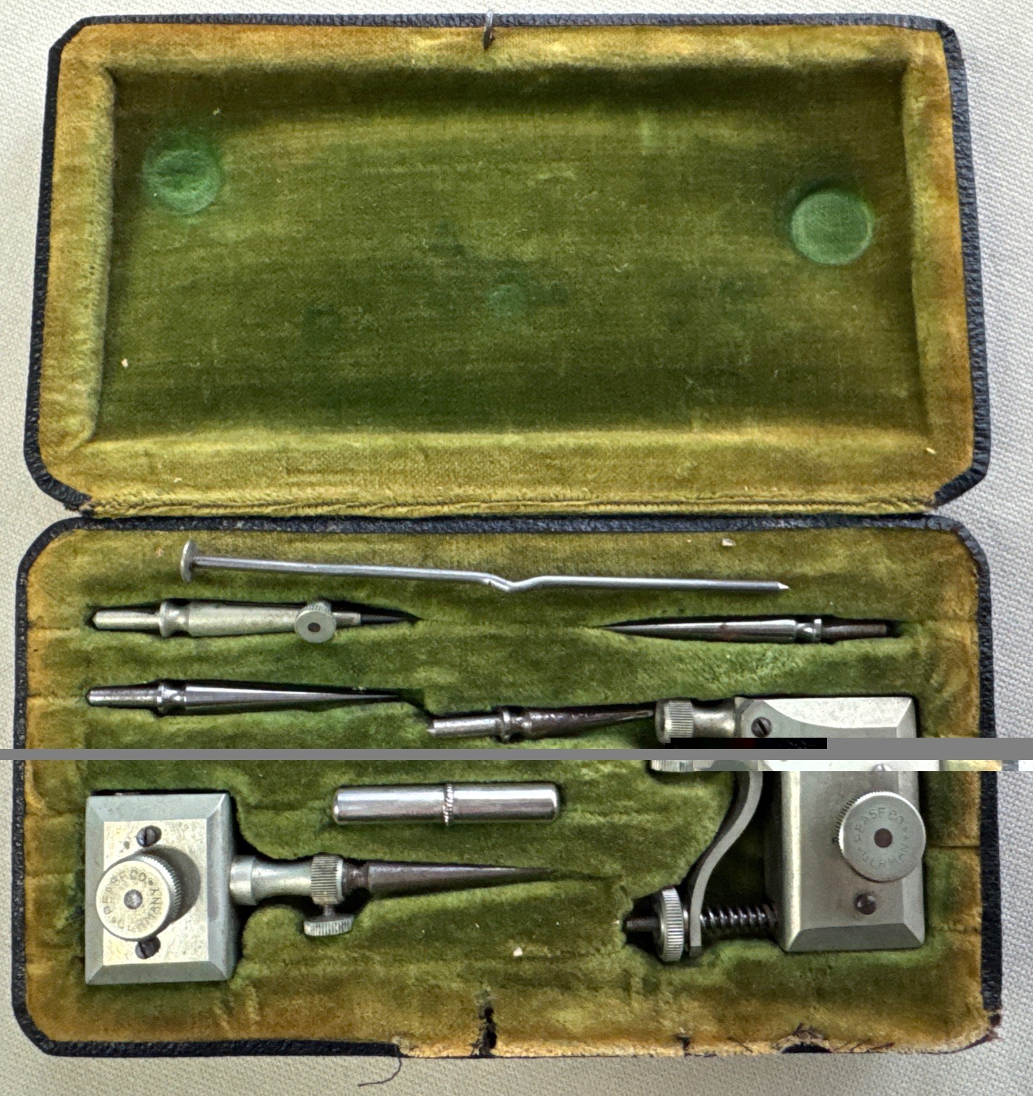 Antique C.F. Pease Co Chicago German Drafting Instrument Set Case No. 588