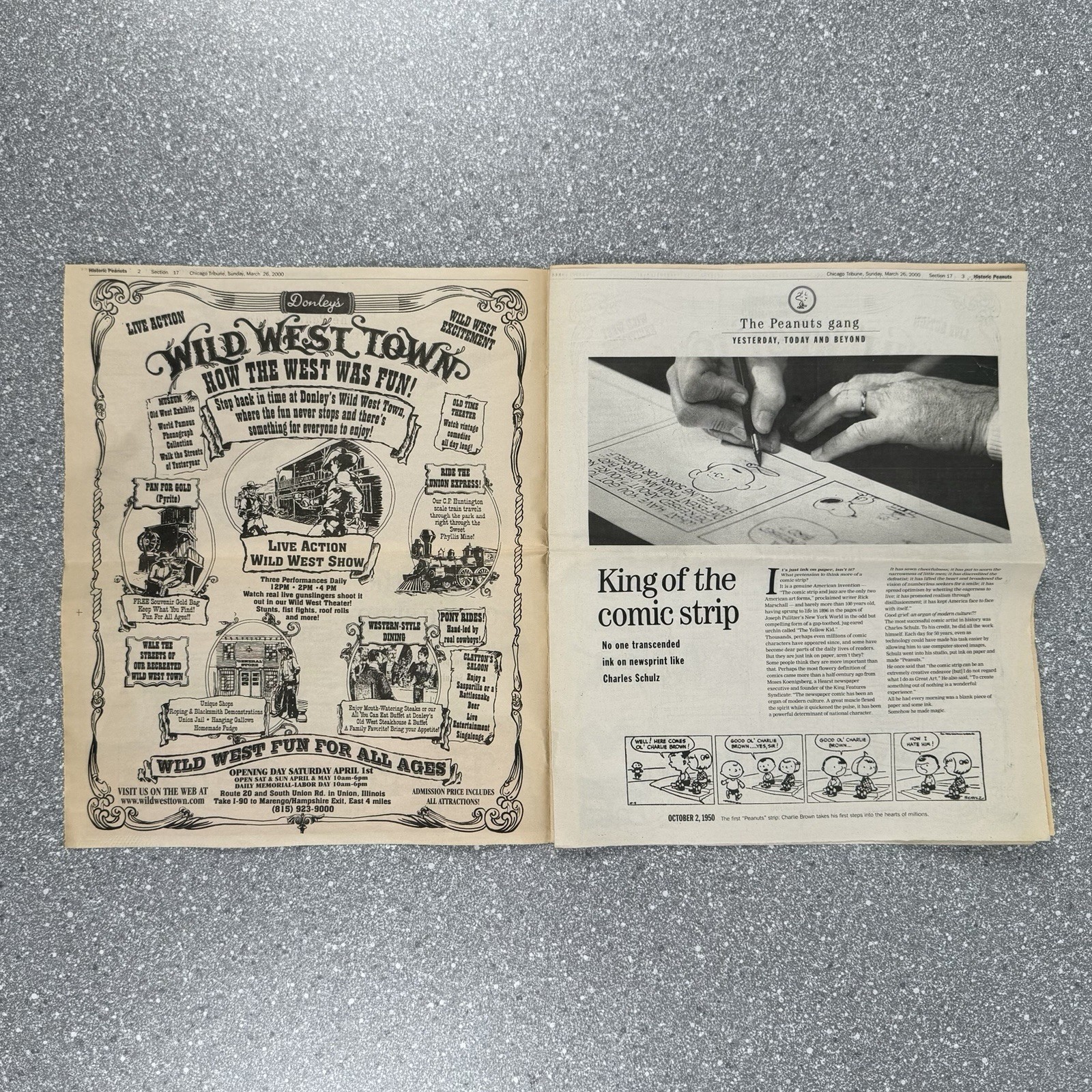 Vintage Chicago Tribune Peanuts Tribute Newspaper Section 2000 Charles Schulz