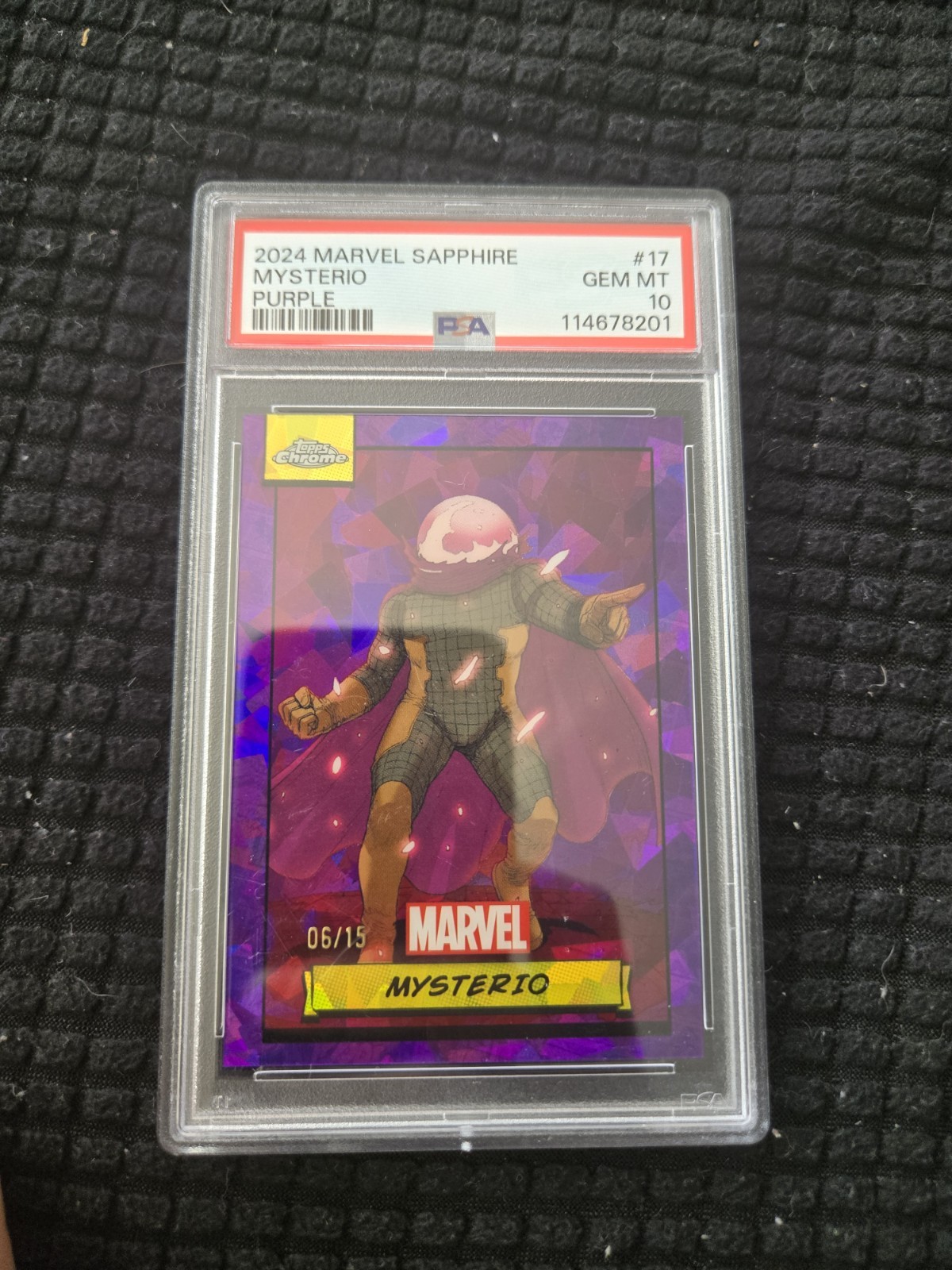 2024 Topps Marvel Sapphire Mysterio Purple /15 Psa 10
