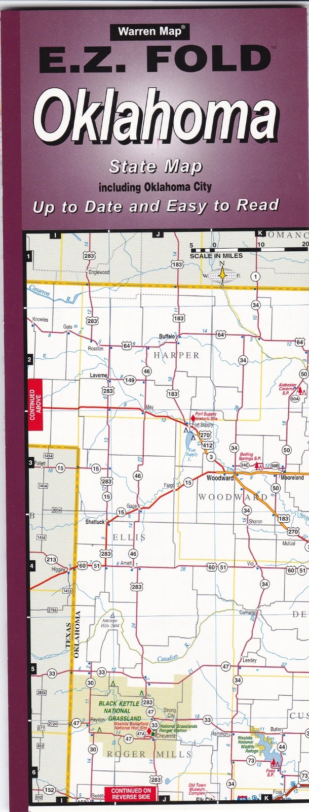 Oklahoma Laminated EZ Fold Road Map Oklahoma Laminated EZ Fold Road Map