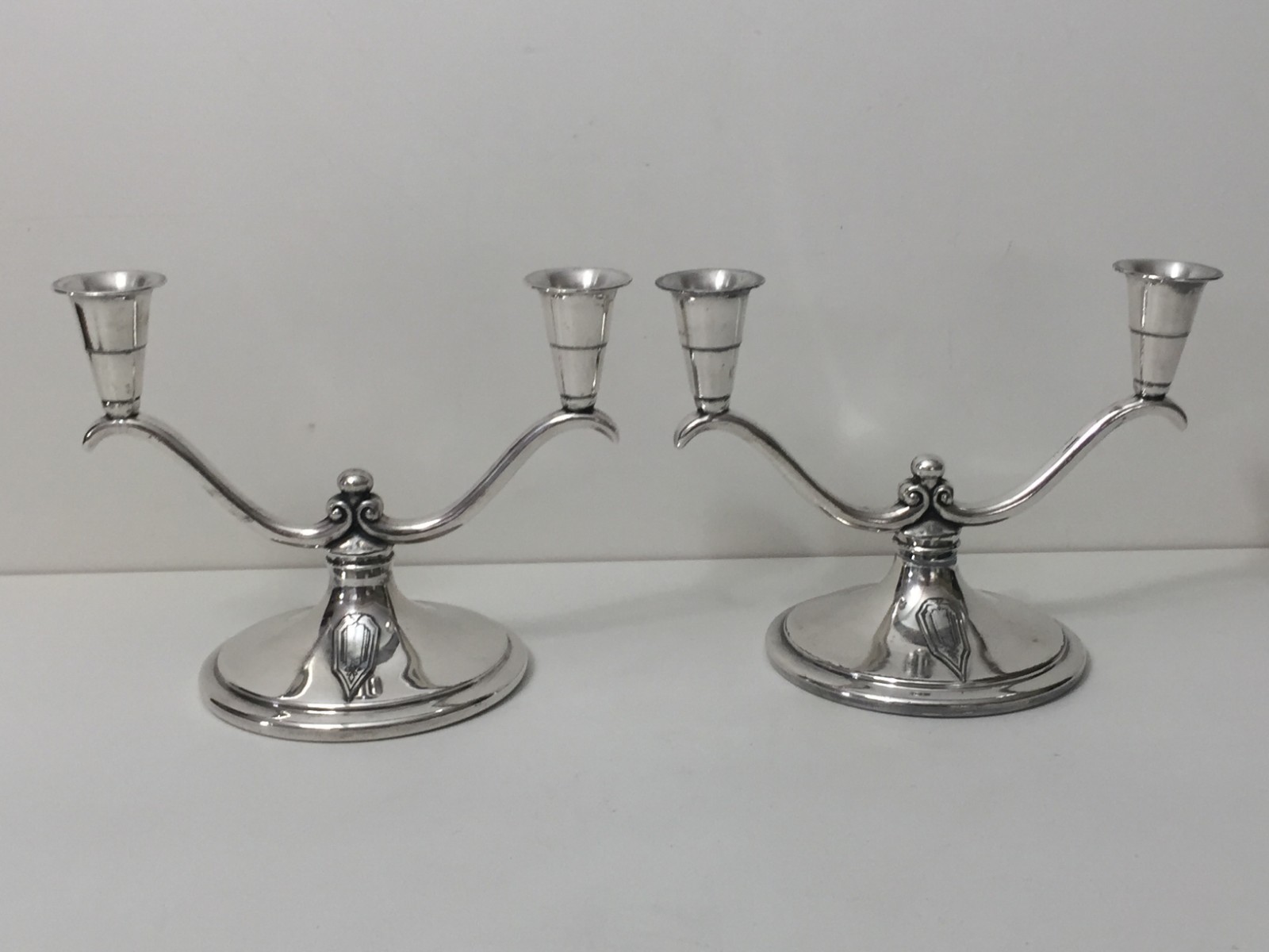 Pair of Wm A Rogers #466 Two light Candlesticks Holders, 5 1/2\ Pair of Wm A Rogers #466 Two light Candlesticks Holders, 5 1/2\