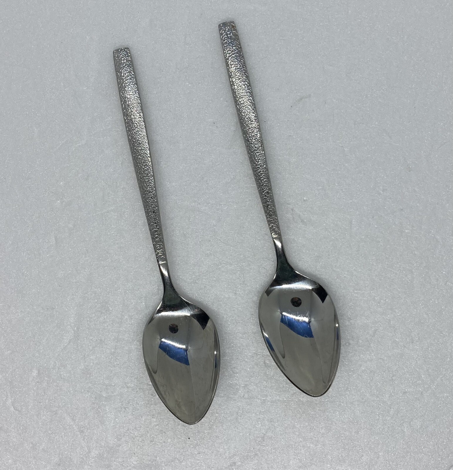 Vintage 1980s Ekco Eterna Spoon Set Stainless Steel 6” Knurled Handle Japan 21