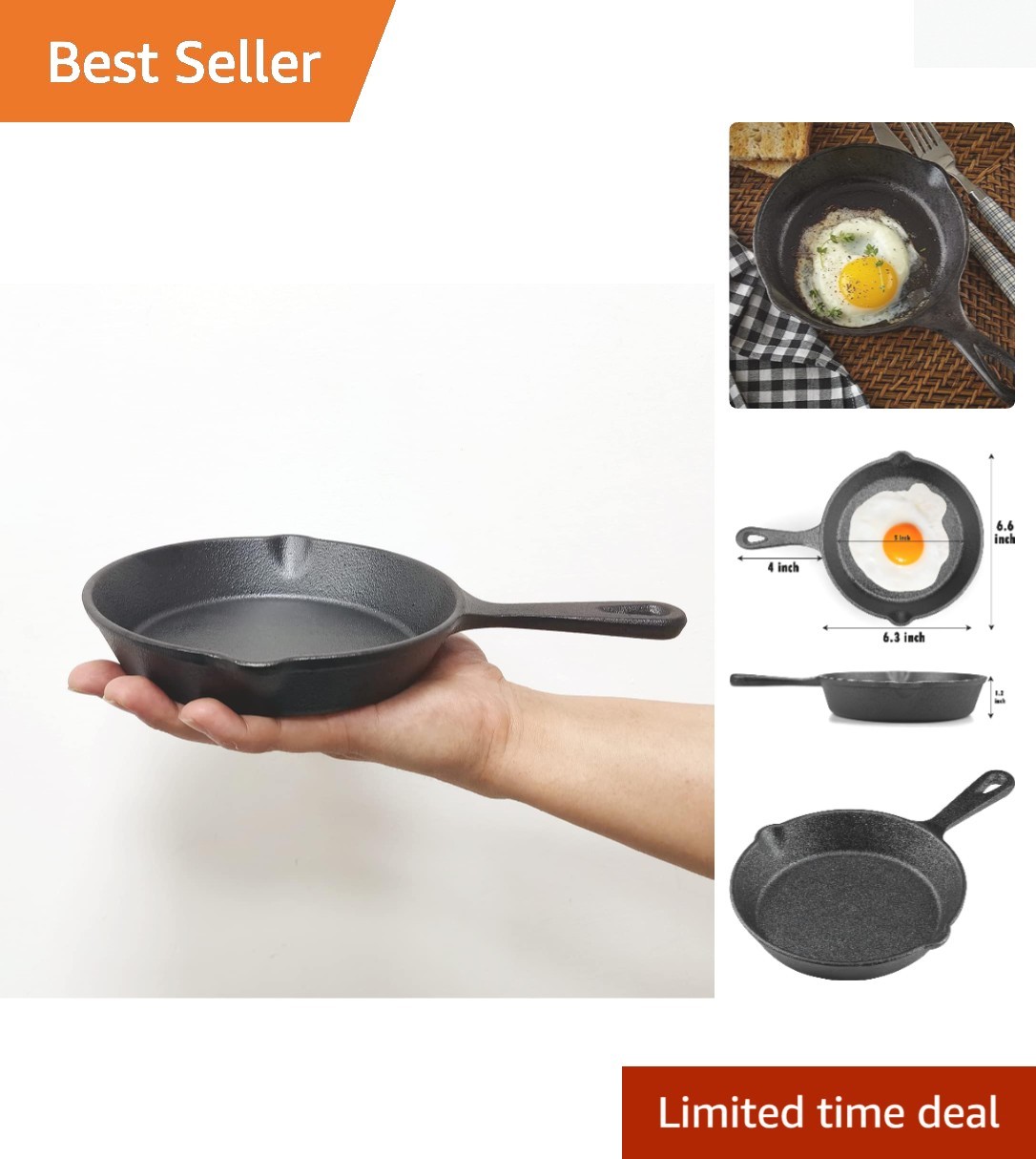 Versatile 6 Inch Cast Iron Frying Pan - Ideal for Indoor and Outdoor Cooking Versatile 6 Inch Cast Iron Frying Pan - Ideal for Indoor and Outdoor Cooking