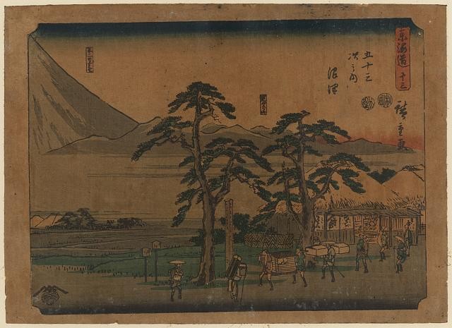 Numazu Japan 1848-1854 Hiroshige Tokaido Travelers Porters Ukiyo-e Print