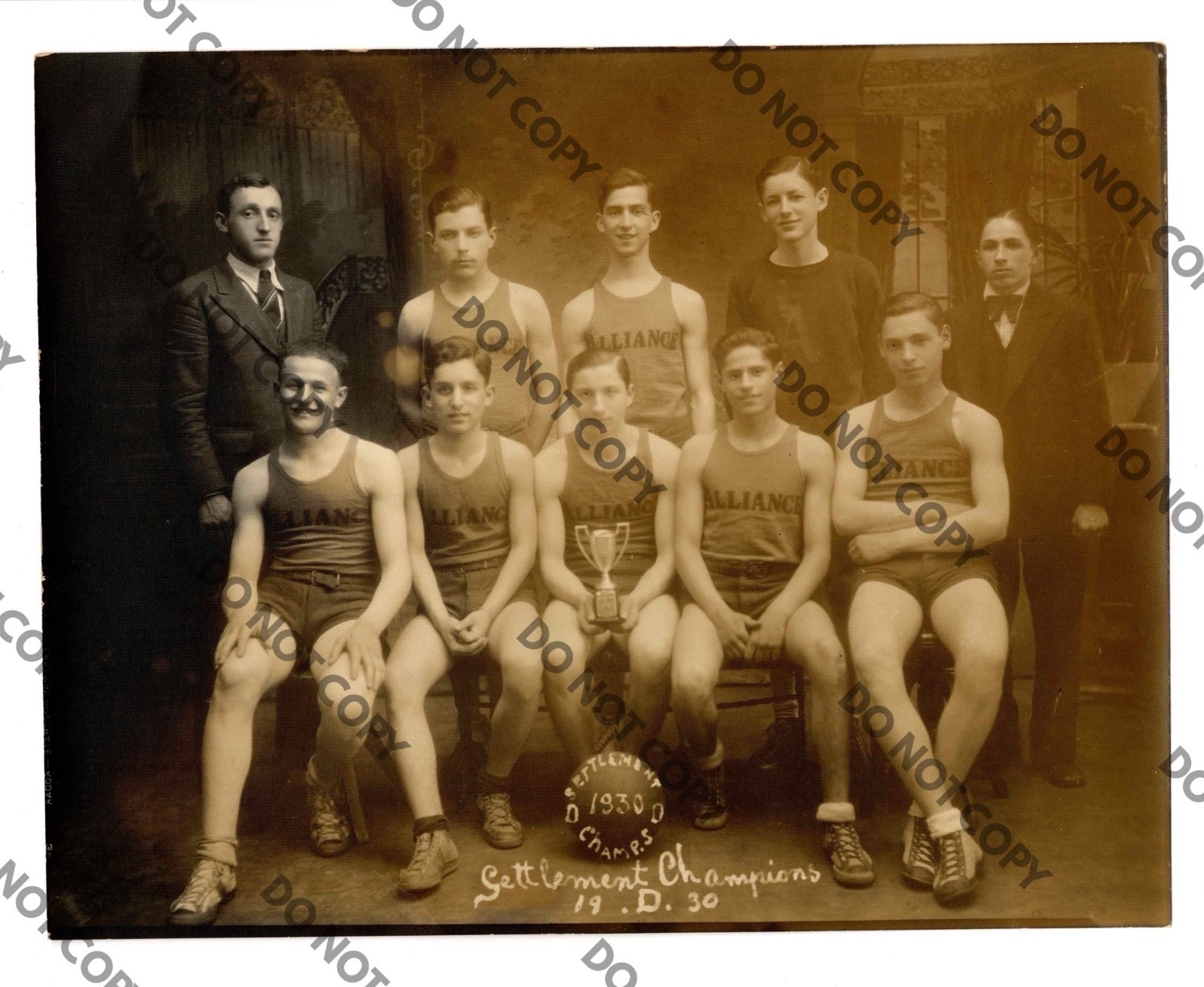 1930 Educational Alliance JEWISH Basketball Team Lower East Side NYC New York NY