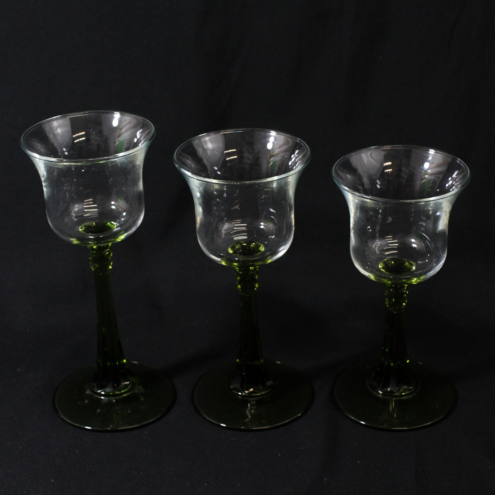 Vintage PartyLite Radiant Glow 3 Piece Green Stem Tea Light Candle Holder Set