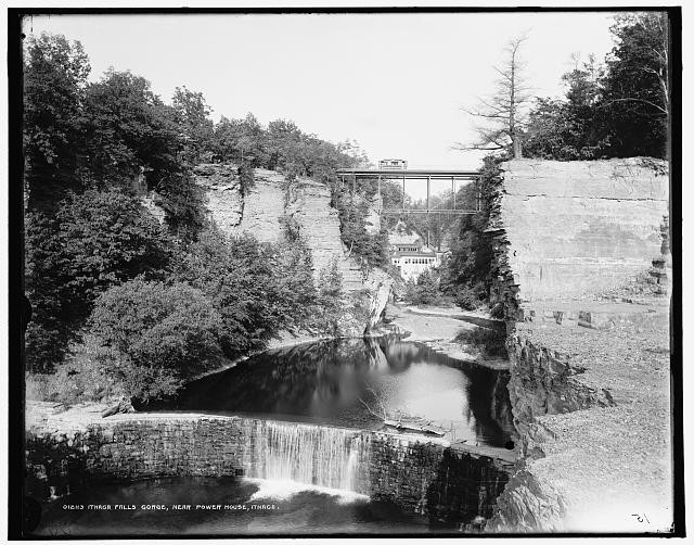 Photo:Ithaca Falls Gorge Ithaca NY c1900 Power House Waterfall Bridge