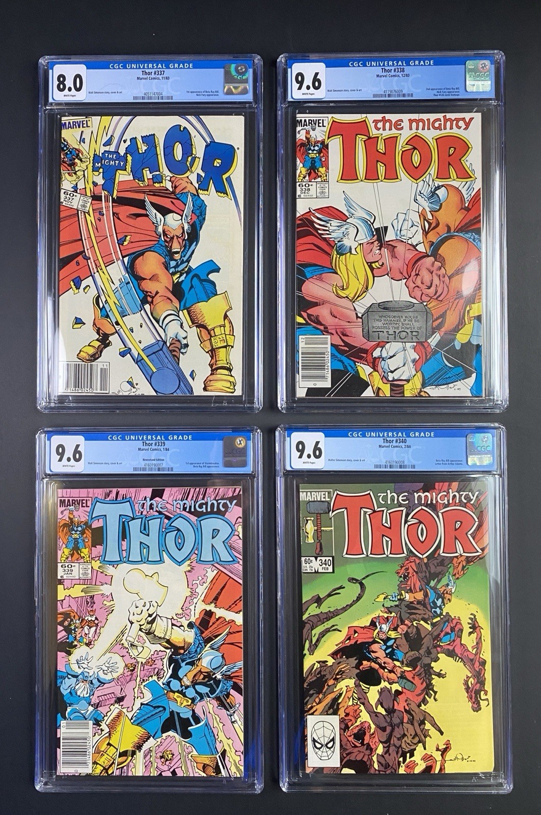 THOR # 337 338 339 340 (Lot of 4 Books) BETA RAY & STORMBREAKER 1983 CGC 8.0-9.6 THOR # 337 338 339 340 (Lot of 4 Books) BETA RAY & STORMBREAKER 1983 CGC 8.0-9.6