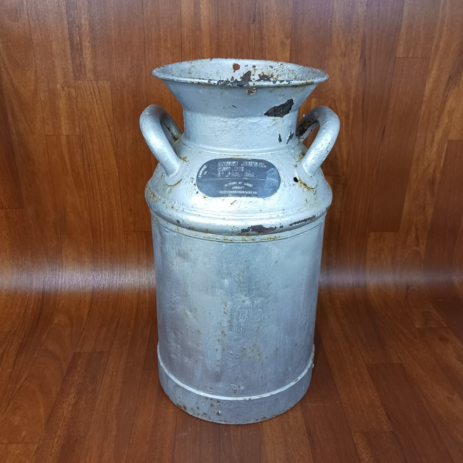VINTAGE ANTIQUE CARY WISCONSIN MILK DAIRY CAN BLUE VALLEY CREAMERY 5 GALLON