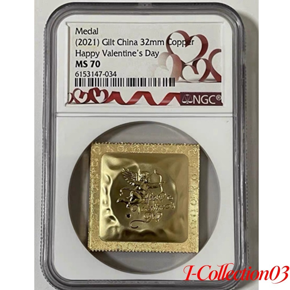 NGC MS70 China Qixi-Happy Chinese Valentine\'s Day 32mm Copper Gilt medal