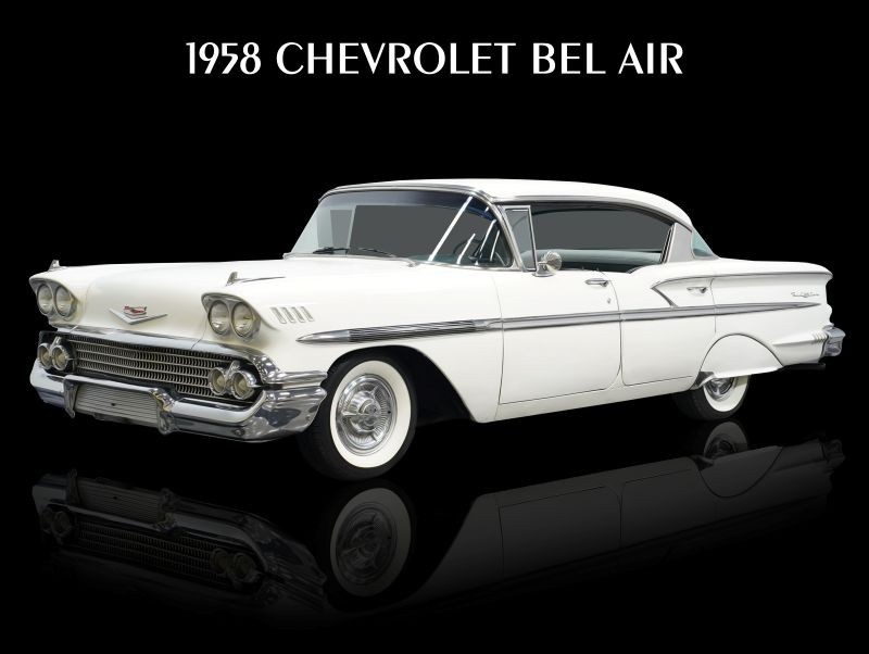 1958 Chevrolet Bel Air 4-Door in White NEW Metal Sign: 12x16\