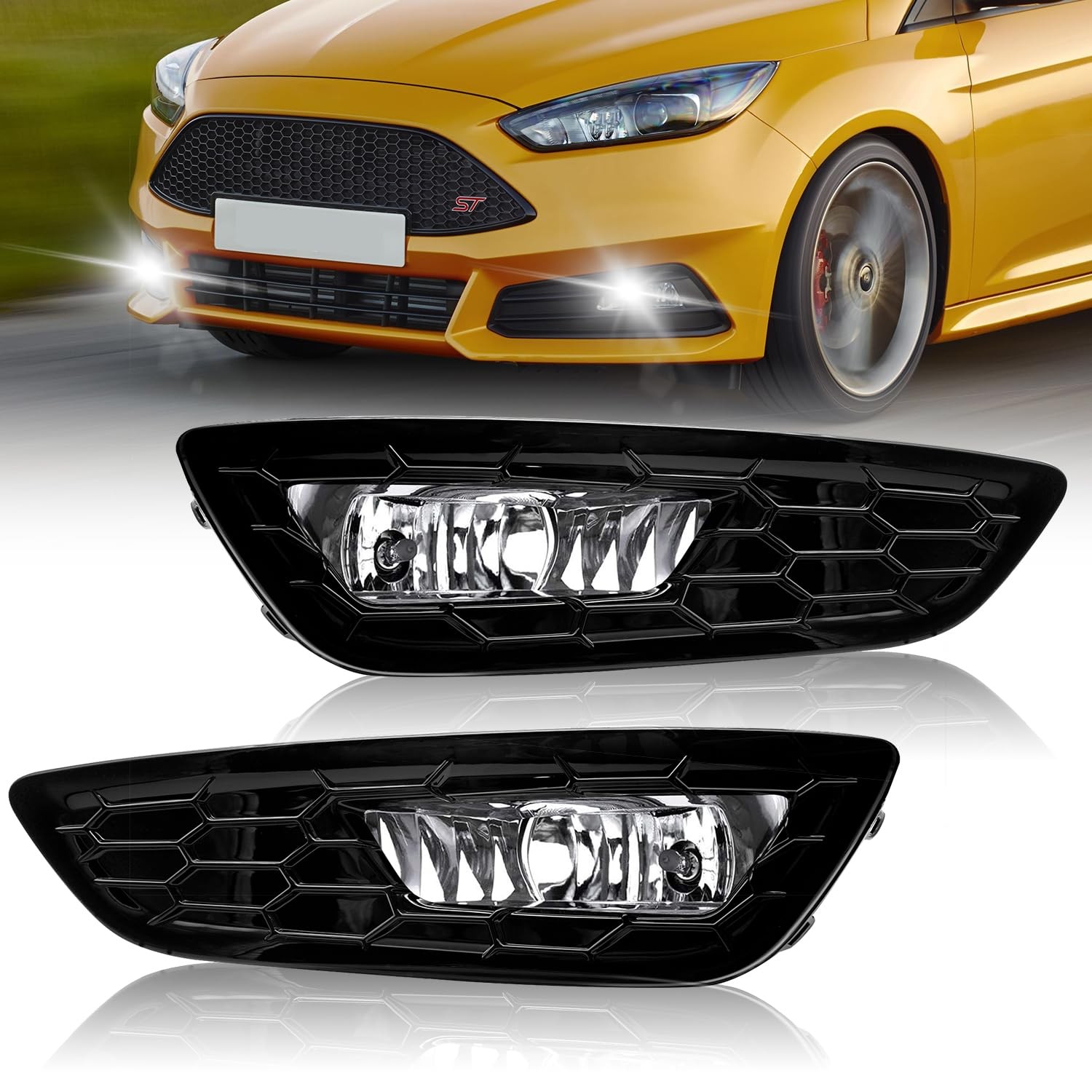 2015 2016 2017 Ford Focus Front Fog Lights Compatible Kit Upgrade Replacement