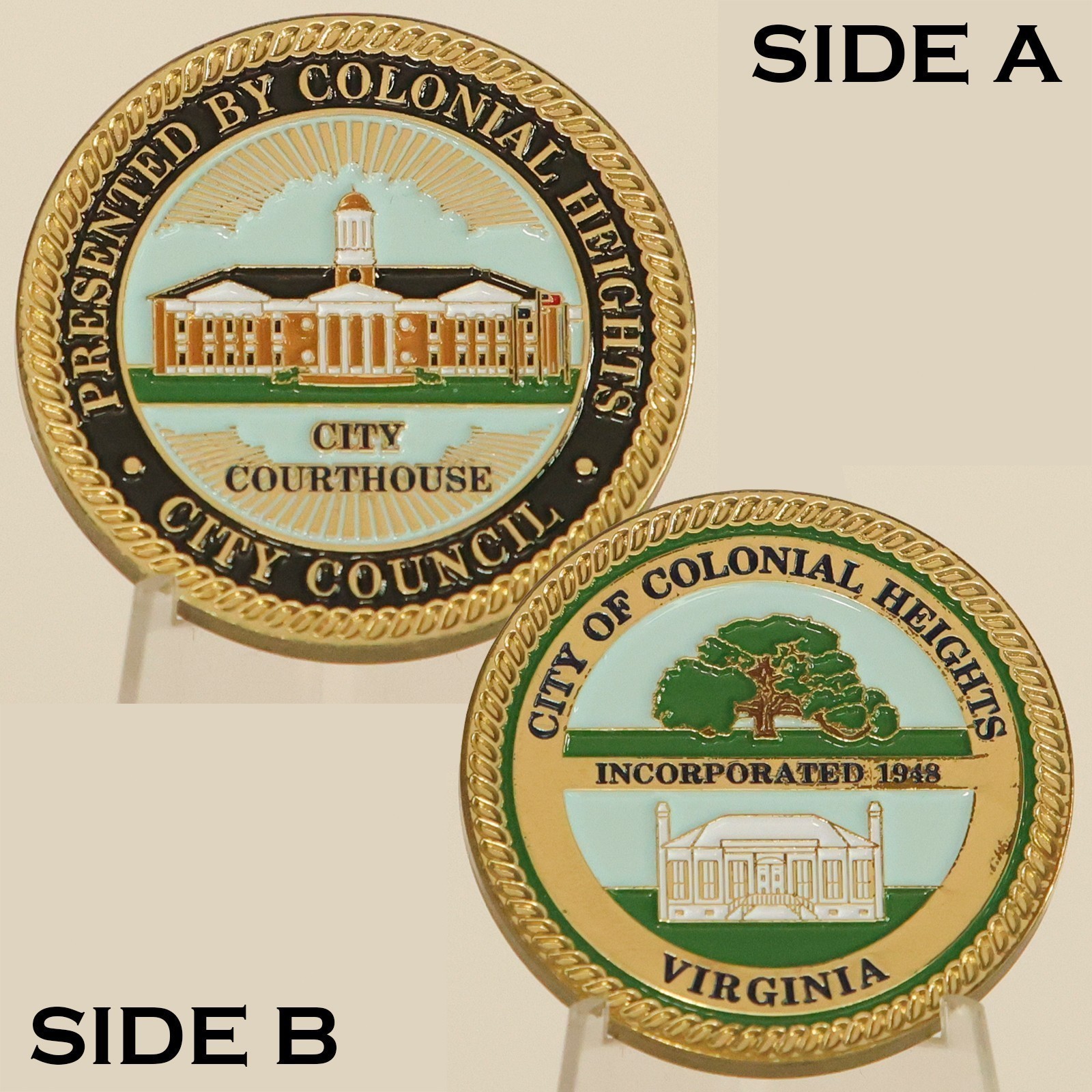 Colonial Heights Virginia City Council Courthouse Challenge Coin  3#A