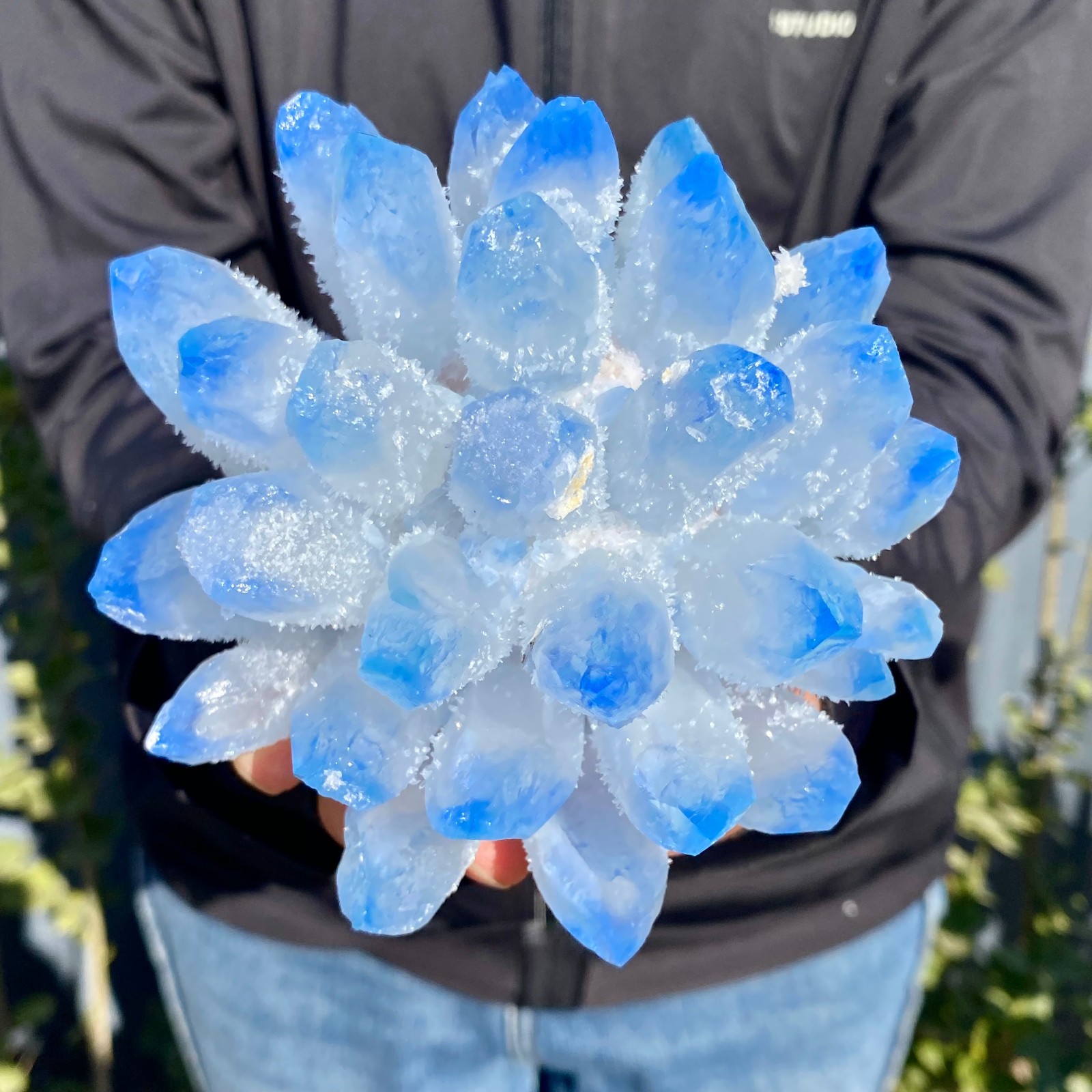 2.04LB New find blue phantom crystal quartz  cluster mineral specimen healing