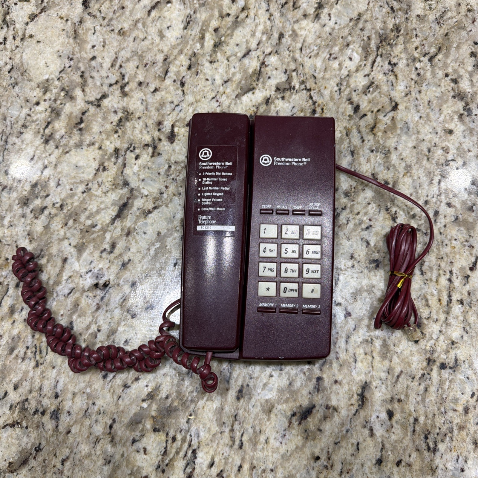 Vintage Southwestern Bell Freedom Phone FC1310 Maroon Good Working Condition