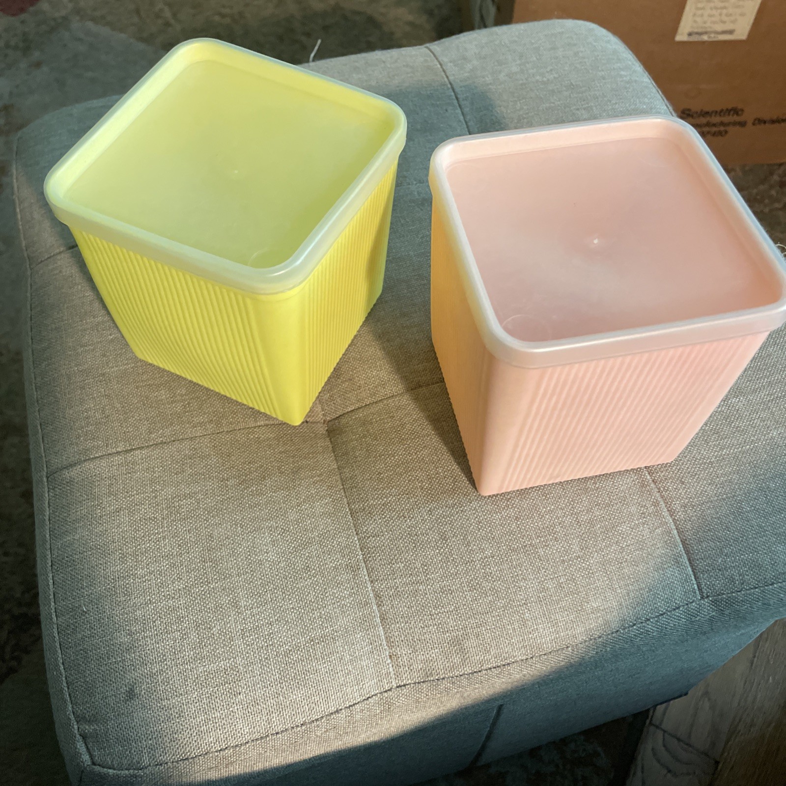 2 Vintage Arnoldware-Rogers Storage Containers Yellow & Peach 2 Vintage Arnoldware-Rogers Storage Containers Yellow & Peach