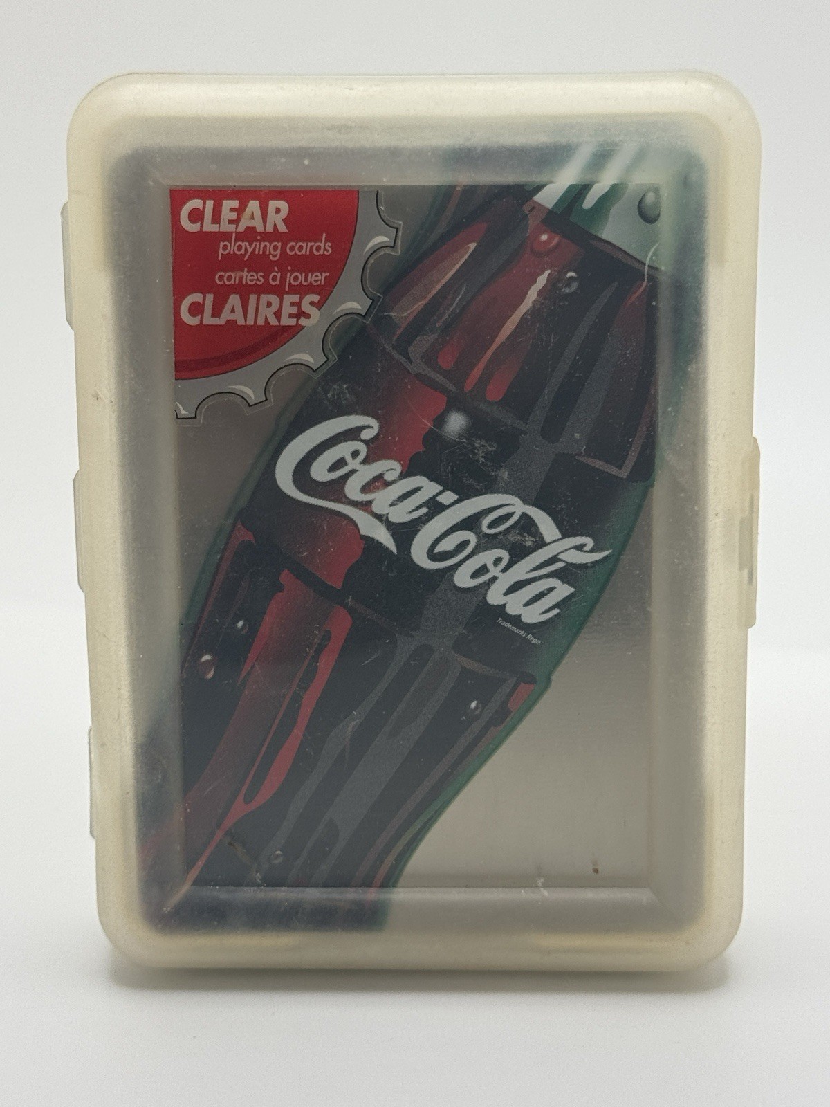 Coca-Cola Easy to Shuffle Clear Playing Cards, Soda Theme Coke Bottle Design VTG