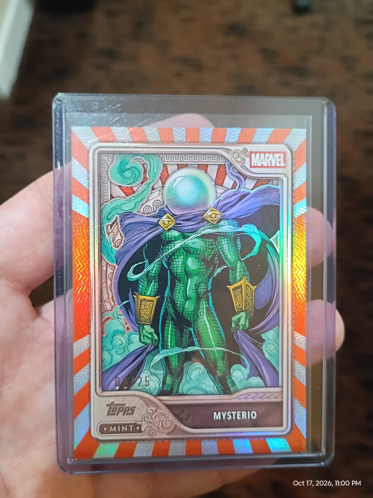 MYSTERIO 2026 TOPPS MINT MARVEL #31 BRONZE ORANGE FOIL 8/25 MYSTERIO 2026 TOPPS MINT MARVEL #31 BRONZE ORANGE FOIL 8/25