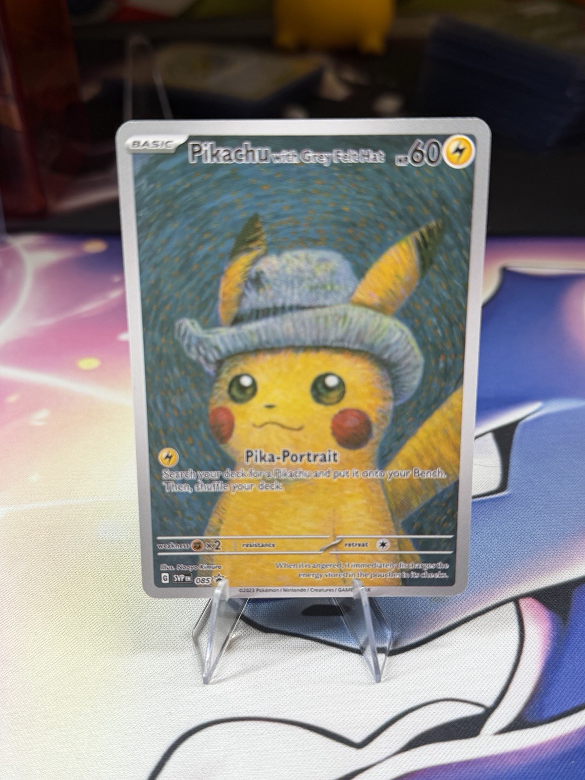 PROXY Pokemon Van Gogh Museum Pikachu With Grey Felt Hat 085 Proxy Promo Card.